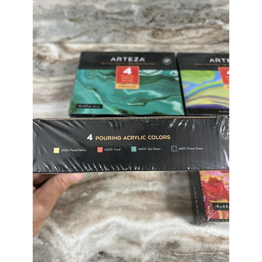 ARTEZA Iridescent Acrylic‎ Paint, Lot of 4 Boxes 4 fl oz Bottles Per Package